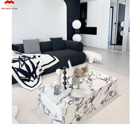 Table basse en marbre noir Arabescato italien, table d'appoint pour salles à manger de villas, design moderne, surface polie, imperméable