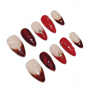 Muhaha Trend Design Brand Push-On <strong>Nails</strong>: Red Sweet &amp; Edgy Style - Product Image 1