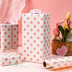 Pink Beige Polka Dot <b>Tissue</b> <b>Paper</b> 17 In X 32.8 Ft Reversible Gift <b>Wrap</b> Classic Style Disposable Packaging - Product Image 6