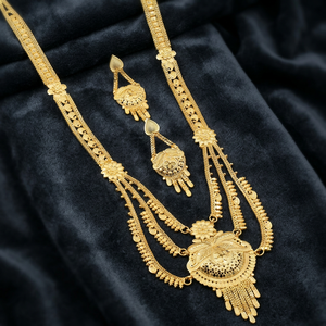 Wholesale 14K 18K 24K Micro Gold Floral Design Rani Haar Necklaces Set Indian Wedding Jewelry Set Fashion Brass Gold Jewelry Set - Product Image 5
