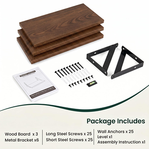 Rustic Wood Floating <b>Shelves</b> Set of 3 Country Style <b>Wall</b> <b>Mounted</b> Storage <b>Shelves</b> Decorative <b>Wall</b> <b>Shelf</b> - Product Image 2