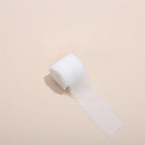 Moda semplice 4CM Bouquet Wrapping nastro di Chiffon mano strappo frangia sfilacciata rotolo di nastro all'ingrosso per la decorazione del partito - Product Image 2