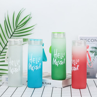 Bouteille d'eau en verre dépoli coloré dégradé personnalisable sans BPA de 400 ml pour le sport, la gym, les voyages, portable et pour l'extérieur, OEM