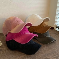 Gorra de Béisbol Desgastada con Estilo Desgarrado, Color Rosa, Visera Ancha, Mezcla de Algodón, Ajustable, para las Cuatro Estaciones, Estilo Neutral para Mujer