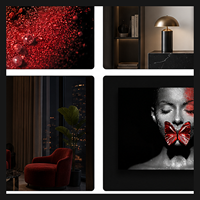 Tableau mural Portrait de femme noire avec papillon rouge, impression sur toile pour salon, chambre, hôtel, salle de séjour et intérieurs modernes expressifs