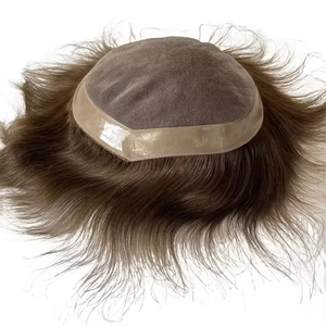 สต็อกผมสีน้ําตาลธรรมชาติตรงผ้าห่มอินเดียชายหัวล้าน hairpieces แพทช์ผมโมโนความหนาแน่น 130 - Product Image 2