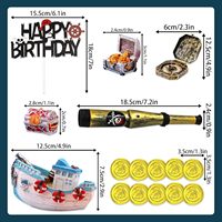 Décorations de gâteau d'anniversaire sur le thème des pirates, ensemble de décorations de gâteau avec bateau pirate, coffre au trésor, télescope, fournitures pour fêtes