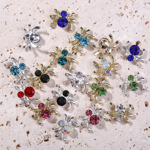 Breloques pour ongles en argent et or, motif araignée, style Gothique Halloween, décorations 3D en métal et strass, cristaux œil de cheval pour nail art - Product Image 4