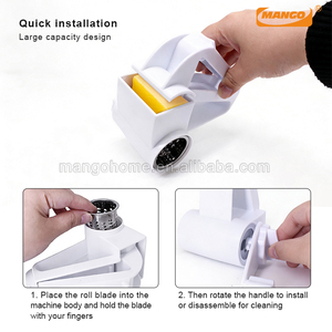 Râpe à fromage manuelle rotative blanche en acier inoxydable pour fromages durs, chocolat et noix - Outil de cuisine - Product Image 4