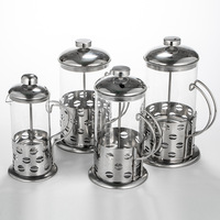 Théière en acier inoxydable de style français avec poignée confortable, bouilloire en verre pour le thé et le café, 350ml/600ml/800ml/1000ml, à pression