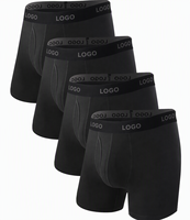 Boxers longs pour hommes avec logo personnalisé, sous-vêtements de sport anti-frottement pour hommes, caleçons souples extensibles à ouverture frontale pour hommes