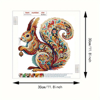1PC 30*30cm DIY Décoration d'intérieur Écureuil Peint à la main Style Américain Peinture Diamant Forme Irrégulière Kit Thème Animal avec Cristaux