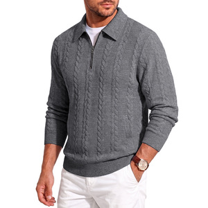<span class=keywords><strong>Felpa</strong></span> <span class=keywords><strong>Polo</strong></span> Invernale da Uomo con Zip e Collo a Risvolto, Tessuto Jacquard Pesante, Maniche Lunghe, Stile Casual - Product Image 5