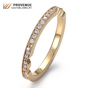 Anillo de eternidad de oro real de 18k con diamantes CVD de laboratorio, anillo de moda para el Día de San Valentín, anillo de joyería para chica, anillo de boda. - Product Image 1