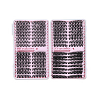 Cils individuels DIY en grappes, faux cils segmentés de 9 mm à 16 mm, deux plateaux grande capacité, vente en gros de cils en vrac