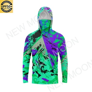 Chemise de pêche personnalisée à manches longues avec protection solaire UPF pour homme, avec capuche et masque intégré - Product Image 1