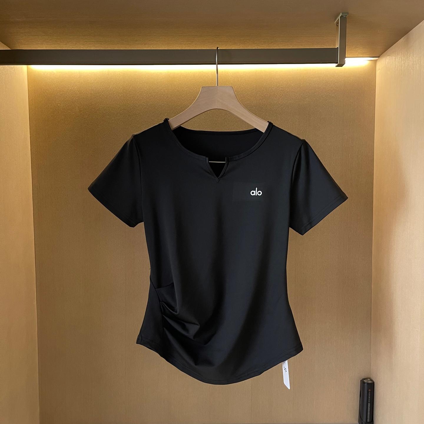 Customized Women's Clothing AL0 Clothing Quick Drying Breathable Women Top Short Sleeved Small V-neck T-shirt Running Yoga Suit