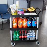 Chariot de service alimentaire en plastique durable CAMBRO BC331KD pour la restauration hôtelière, chariot de service alimentaire à 3 niveaux, chariot à pousser, chariot de nettoyage