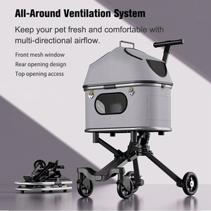 Carrito de Viaje Compacto <span class=keywords><strong>para</strong></span> Mascotas con Sistema de Suspensión de 6 Puntos y Freno de un Solo Paso <span class=keywords><strong>para</strong></span> Mascotas Pequeñas, Ideal <span class=keywords><strong>para</strong></span> Viajes y Compras - Product Image 1