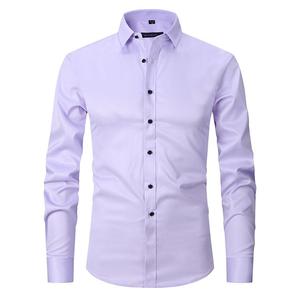 All'ingrosso camicia da <span class=keywords><strong>uomo</strong></span> Slim Fit tinta unita cappotto da <span class=keywords><strong>uomo</strong></span> <span class=keywords><strong>nero</strong></span> con bottone a maniche lunghe camicie per gli uomini - Product Image 6