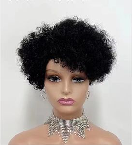 Letsfly - Pelucas de Cabello Humano Corto y Rizado al por Mayor, sin Encaje, Color Natural, 100% Cabello Humano Brasileño, Extensiones de Cabello - Product Image 1