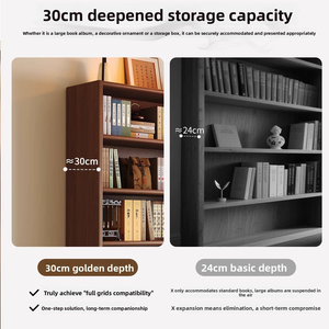 <b>Solid</b> <b>Wood</b> Modern Minimalist <b>Bookcase</b> Storage Cabinet All-in-one Floor-standing Lattice Design Living Room Home Furniture - Product Image 5