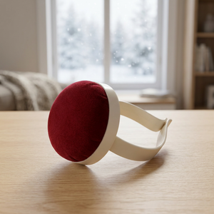 AA0085 Wrist <b>Pin</b> Cushion|Round Red <b>Pin</b> Cushion With White Elastic Band <b>Sewing</b> Accessory Simple Design Convenient For Needlework - Product Image 4
