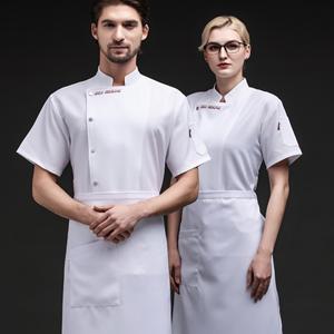 Venta al por mayor comedor hotel restaurante cocina tela cocina mujer mejores uniformes baratos Chef ropa abrigo chaquetas con pantalones - Product Image 4