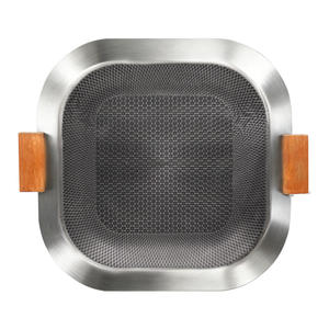 Bubik - Parrilla de Acero Inoxidable de 38 cm Cuadrada con Asas de Madera para Acampar y Hacer Barbacoas al Aire Libre - Product Image 1