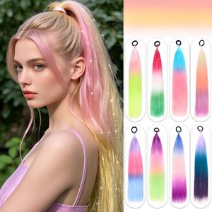 Extensions synthétiques scintillantes <span class=keywords><strong>de</strong></span> 24 pouces, légères, lisses, métalliques, effet tinsel, pour <span class=keywords><strong>queue</strong></span> <span class=keywords><strong>de</strong></span> <span class=keywords><strong>cheval</strong></span>, mèches et tresses, choix doux - Product Image 1