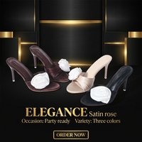 Mules à talons en satin pour femmes, à fleurs, à bout ouvert, talon fin, sans bride arrière, à enfiler, élégantes pour fêtes, mariages, tenues habillées, été, nouveauté, taille EUR 36-42