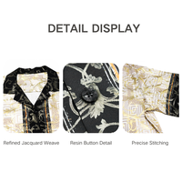 Chemise décontractée rétro pour homme à manches courtes, imprimé géométrique ondulé, tissu texturé, coupe ample, idéale pour les vacances d'été, vente en gros