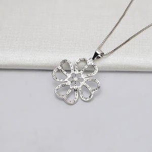 ถาดเงินแท้ S925 สำหรับทำจี้ไข่มุก DIY ขนาดใหญ่ เครื่องประดับลายใบโคลเวอร์นำโชค อุปกรณ์ตกแต่งทันสมัย งานกึ่งสำเร็จรูป - Product Image 4