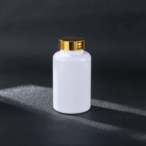 Bouteille de vitamine en plastique PET vide blanc pilule capsule comprimé bouteille de supplément liquide avec bouchon or/argent 150ml flacon de médicament