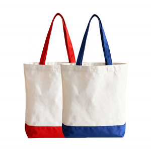 シンプルなブランクスプライスキャンバストートバッグカスタムプリントエコフレンドリー再利用可能ショッピング食料品コットンバッグボトムスプライシング - Product Image 1