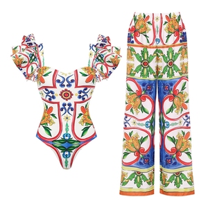 Ensemble 3 pièces Maillots de bain imprimés pour femmes Maillot de bain de plage à volants 2024 Maillot de bain mode pour femmes Maillot de bain - Product Image 3