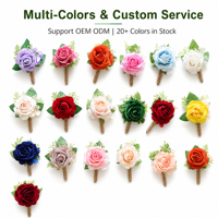 Boutonnière artificielle multicolore en forme de rose, broche de simulation florale pour le marié, les invités, les banquets de mariage, les fiançailles, les cérémonies et les fêtes