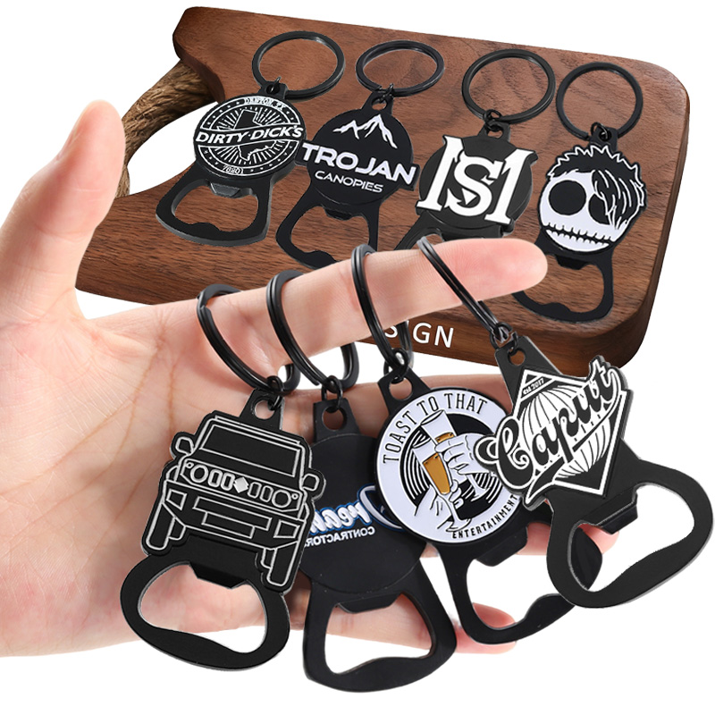 Metal Beer Bottle Opener with Keychain Customizable Gift