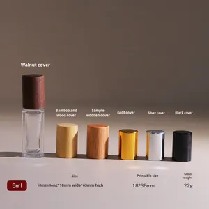 3ml 5ml 6ml 30ml Mini Doldurulabilir Parfüm Roll-on Şişesi Ahşap Kapaklı Roller Toplu Esansiyel Yağ Taşınabilir Kozmetik Boş Cam Şişe - Product Image 6