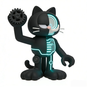 Jouet pour chat en PVC noir personnalisé avec une tête de dinosaure violette, figurine en PVC exquise fabriquée à partir de matériaux écologiques et durables - Product Image 2