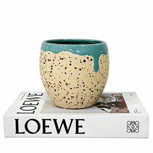 <span class=keywords><strong>Pot</strong></span> de fleurs en céramique moucheté en forme d'œuf avec glaçure turquoise effet goutte d'eau, collection 2026, idéal pour l'intérieur, la décoration de la maison et les arrangements floraux - Product Image 3
