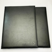 Porte-documents vertical A4 en cuir PU noir avec logo embossé, porte-certificat, couverture de diplôme pour récompenses et certificats