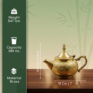 Tetera clásica de latón macizo de primera calidad con mango de agarre cómodo y acabado antiguo, perfecta para té. - Product Image 4