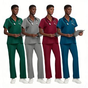 Nurse Uniforms Split Set Unisex Moisture Wicking Durable Wrinkle Resistant Hospital Wear Azure Burgundy Gray Dark Green - Product Image 4