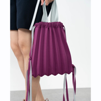 Sac à dos pliable en polyester tricoté plissé, design origami, léger, convertible, sac à bandoulière à cordon, écologique