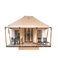 Tente de glamping de luxe en toile africaine PVC 5x9m avec une chambre et une salle de bain à vendre