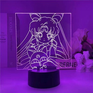 Lámpara de luz nocturna 3D de ilusión 3D, foto personalizada, personajes de Sailor Moon para decoración de dormitorio de niña - Product Image 3
