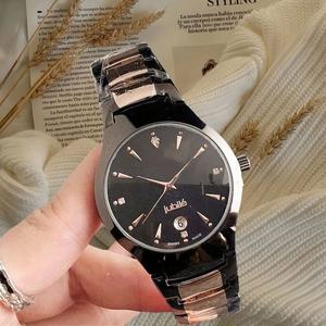 Montre de luxe pour homme en acier inoxydable Jubile, cadran noir, mouvement à quartz, affichage de la date et index en diamant, montre décontractée et élégante - Product Image 2