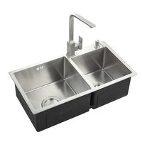 Évier de Cuisine Multifonction Personnalisable en Acier Inoxydable 304, à Vasque Unique, Forme Carrée, avec Quatre Trous