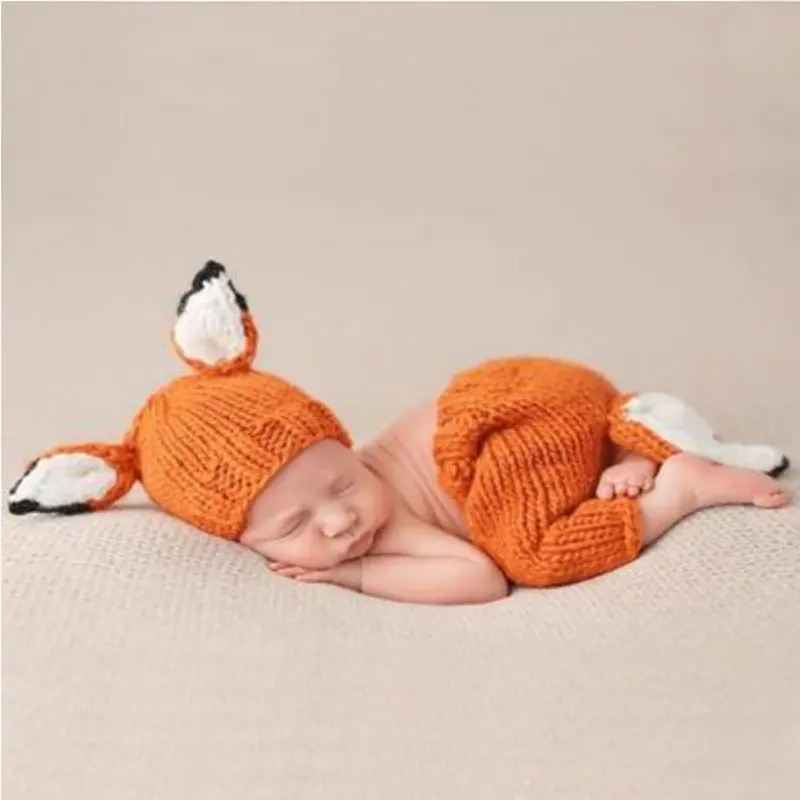 Wholesale Newborn Photography Baby Boys Girls Crochet Knit Jumpsuit with Cartoon Hat